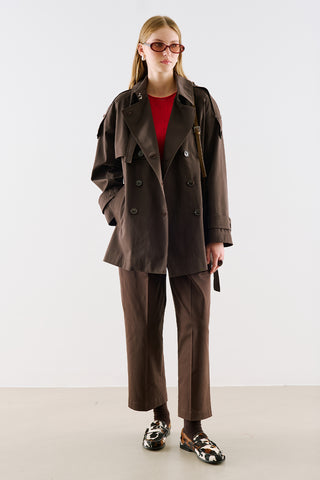 North Belted Double Breasted Trench Coat Brown