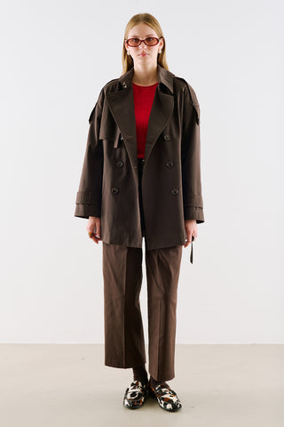 North Belted Double Breasted Trench Coat Brown