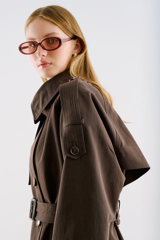 North Belted Double Breasted Trench Coat Brown