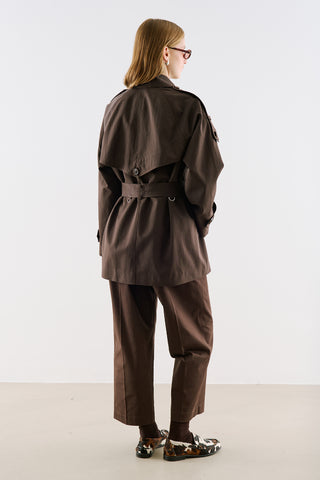 North Belted Double Breasted Trench Coat Brown