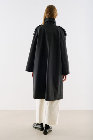 Tie Neck Trench Coat Black
