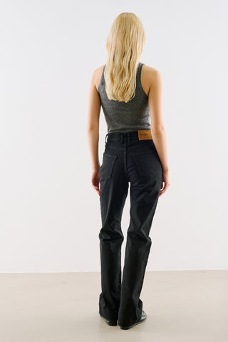Mid-Rise Skinny-Flare Jeans Black