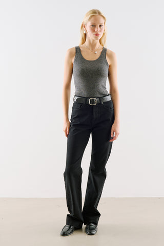 Mid-Rise Skinny-Flare Jeans Black