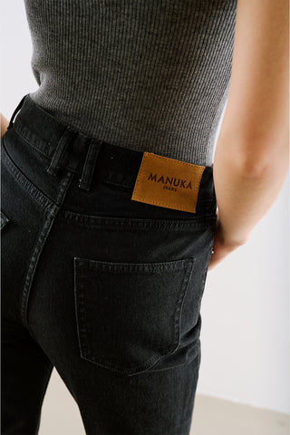 Mid-Rise Skinny-Flare Jeans Black