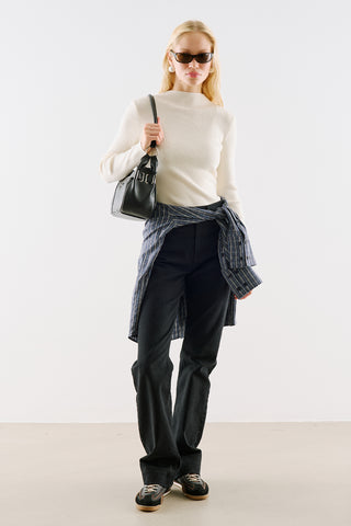 Turtleneck Knit Top Ecru
