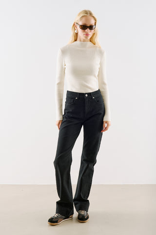 Turtleneck Knit Top Ecru