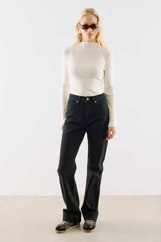 Turtleneck Knit Top Ecru