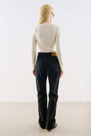 Turtleneck Knit Top Ecru