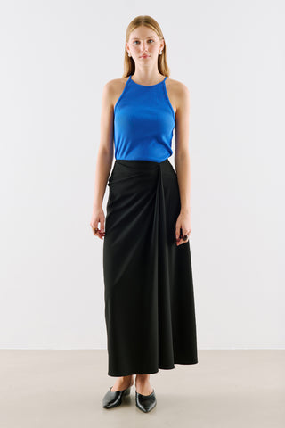 Draped Pleated Waist Skirt Black