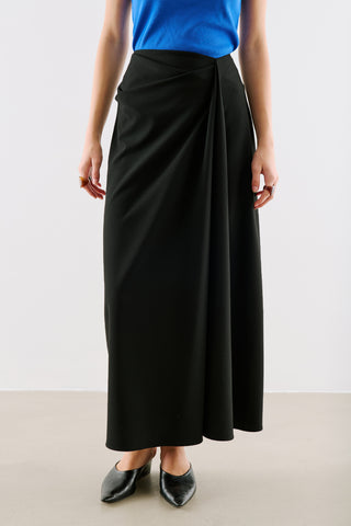 Draped Pleated Waist Skirt Black