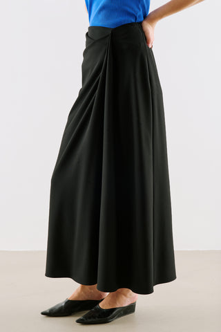 Draped Pleated Waist Skirt Black