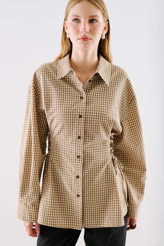Waist Tie Shirt Beige