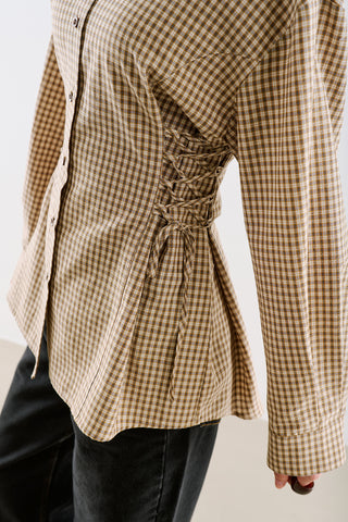 Waist Tie Shirt Beige