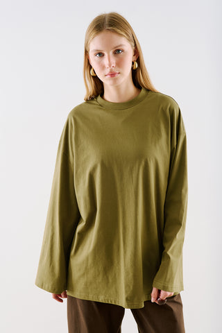 Oversize Long Sleeve T-Shirt Olive Green