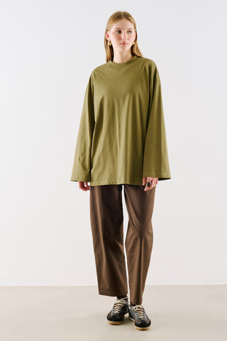 Oversize Long Sleeve T-Shirt Olive Green