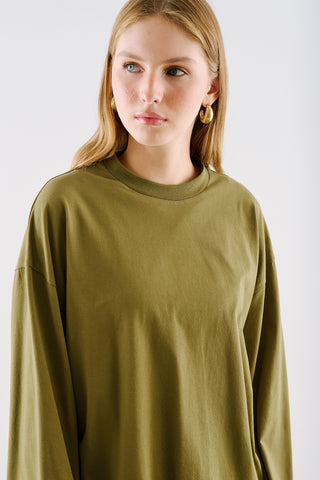 Oversize Long Sleeve T-Shirt Olive Green