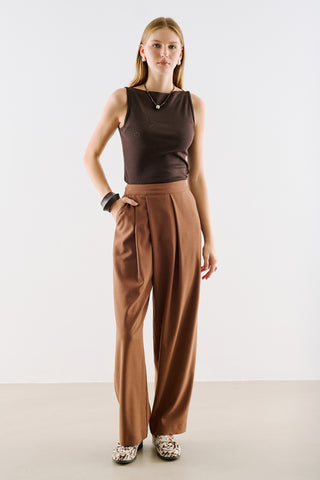 Asymmetric Pleated Barrel Leg Trousers Tile