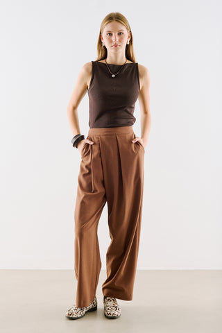 Asymmetric Pleated Barrel Leg Trousers Tile