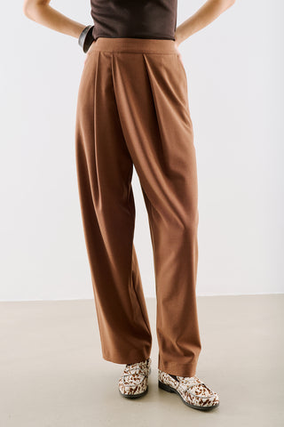 Asymmetric Pleated Barrel Leg Trousers Tile