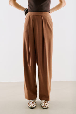 Asymmetric Pleated Barrel Leg Trousers Tile