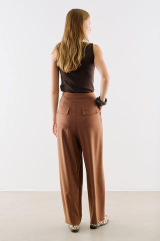Asymmetric Pleated Barrel Leg Trousers Tile