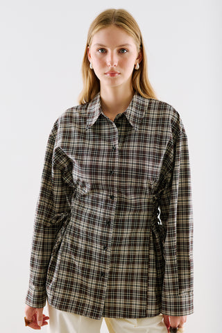 Waist Tie Shirt Brown