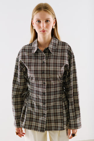 Waist Tie Shirt Brown
