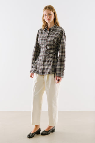 Waist Tie Shirt Brown