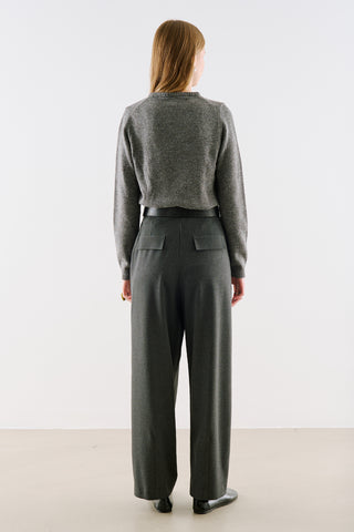 Crew Neck Cropped Knit Sweater Anthracite