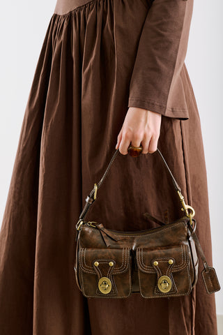 Twin-Buckle Mini Bag Brown