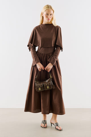 Twin-Buckle Mini Bag Brown