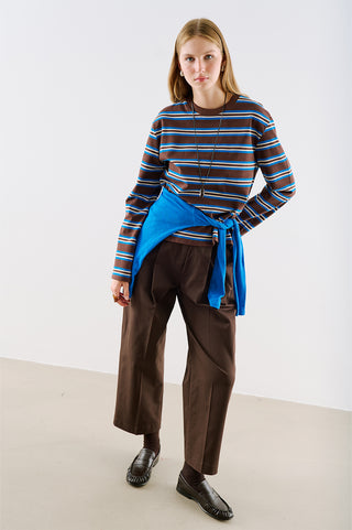 Striped Regular Fit Long Sleeve T Shirt Blue
