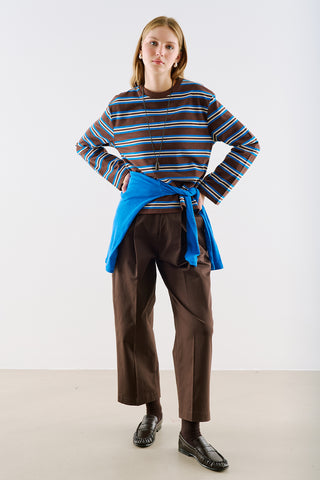 Striped Regular Fit Long Sleeve T Shirt Blue