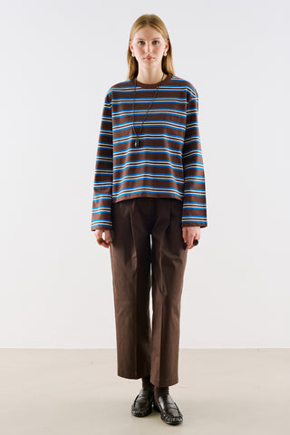 Striped Regular Fit Long Sleeve T Shirt Blue