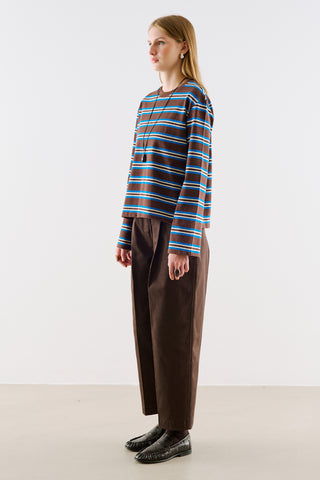 Striped Regular Fit Long Sleeve T Shirt Blue