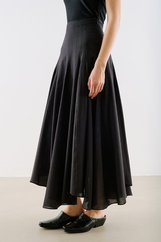 Asymmetric Draped Cotton Skirt Black