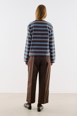 Striped Regular Fit Long Sleeve T Shirt Blue