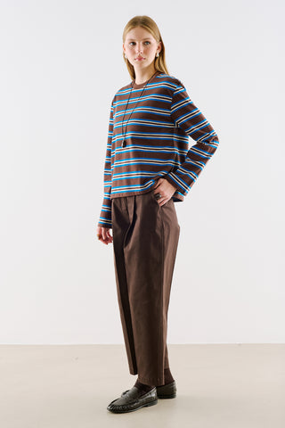 Striped Regular Fit Long Sleeve T Shirt Blue