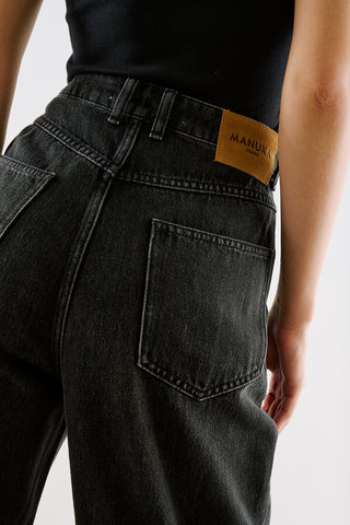 Mid-Rise Wide-Leg Jeans Black