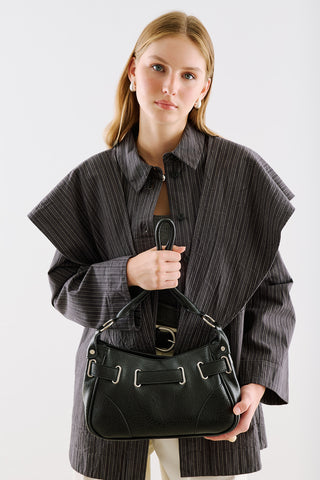 Freya Buckle Shoulder Bag Black
