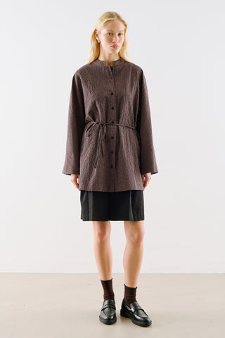 Wide Sleeve Belted Tunic Brown