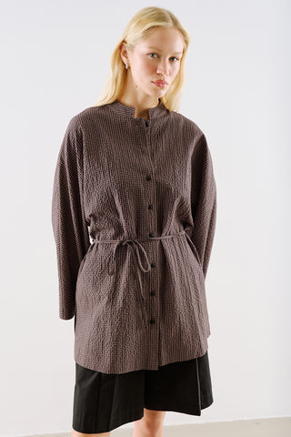 Wide Sleeve Belted Tunic Brown