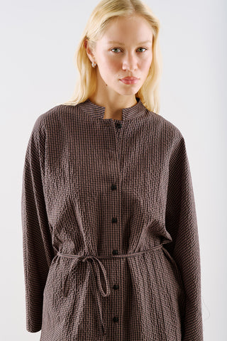 Wide Sleeve Belted Tunic Brown