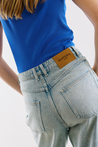 Mid-Rise Wide-Leg Jeans Blue