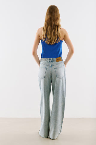 Mid-Rise Wide-Leg Jeans Blue