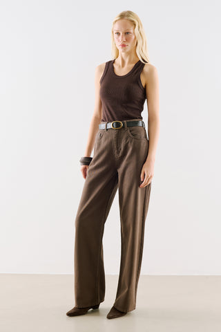 High-Rise Straight-Leg Jeans Brown