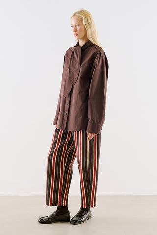 Scarf Tie Neck Shirt Brown