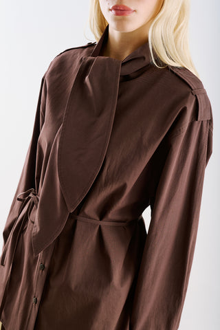 Scarf Tie Neck Shirt Brown