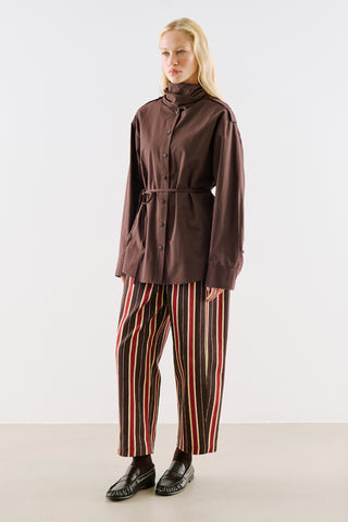 Scarf Tie Neck Shirt Brown