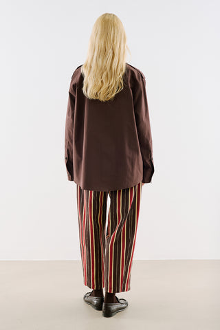 Scarf Tie Neck Shirt Brown